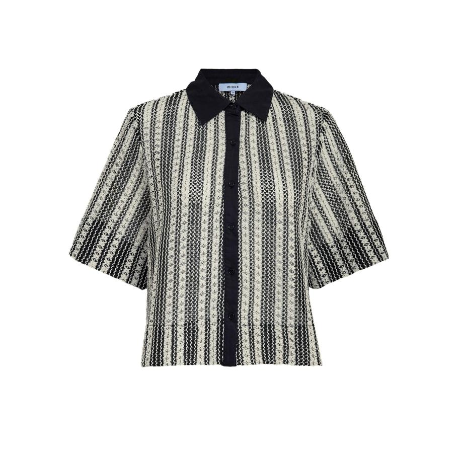 Minus minus Blouse Nila lichtbeige / donkergrijs / zwart -