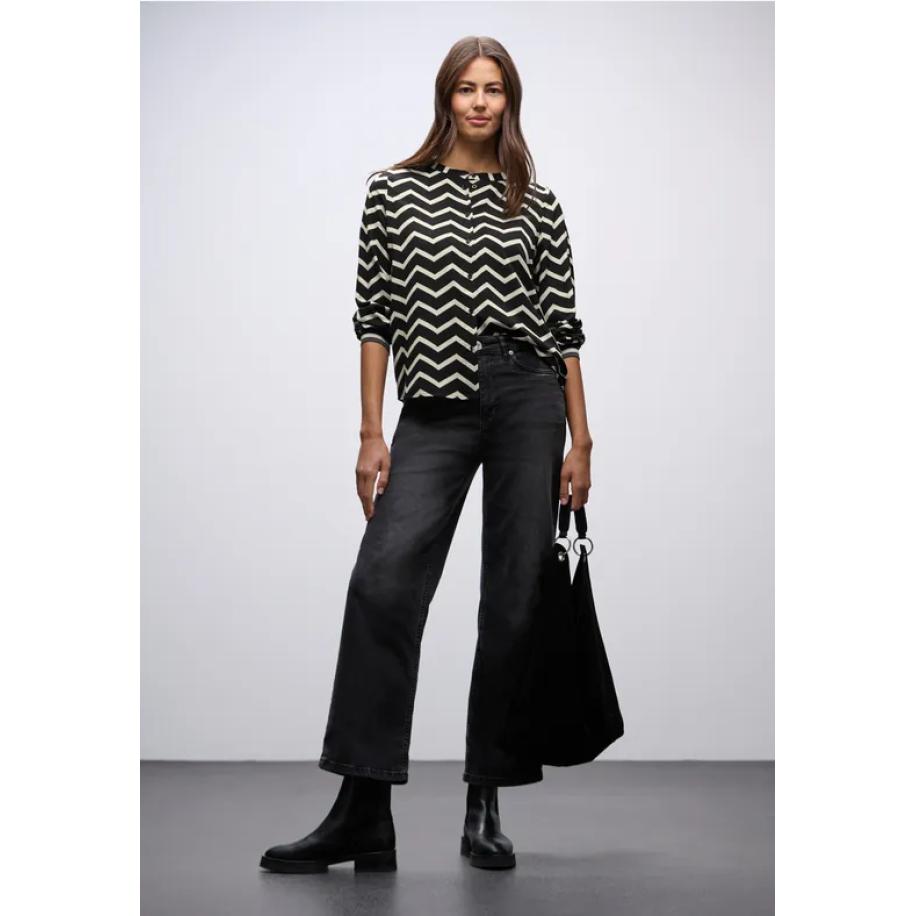 Street One Blouse met zigzagpatroon Zwart