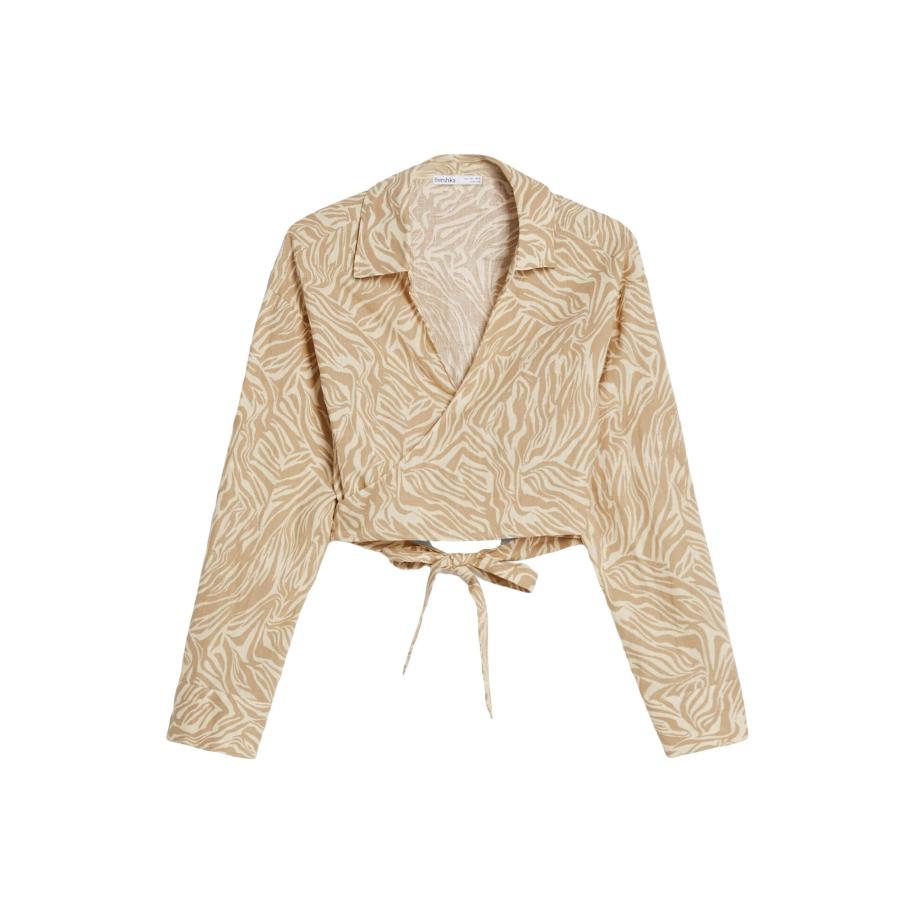 Bershka Bershka Blouse sand / donkerbeige -