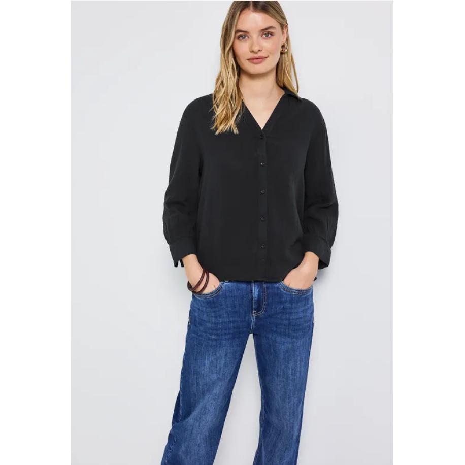 Street One Mousseline overhemd blouse Zwart