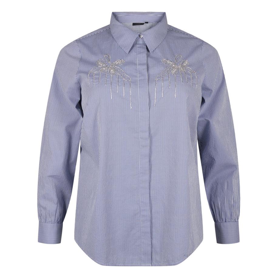 Zizzi Zizzi Blouse ESALINA blauw / zilver / wit -