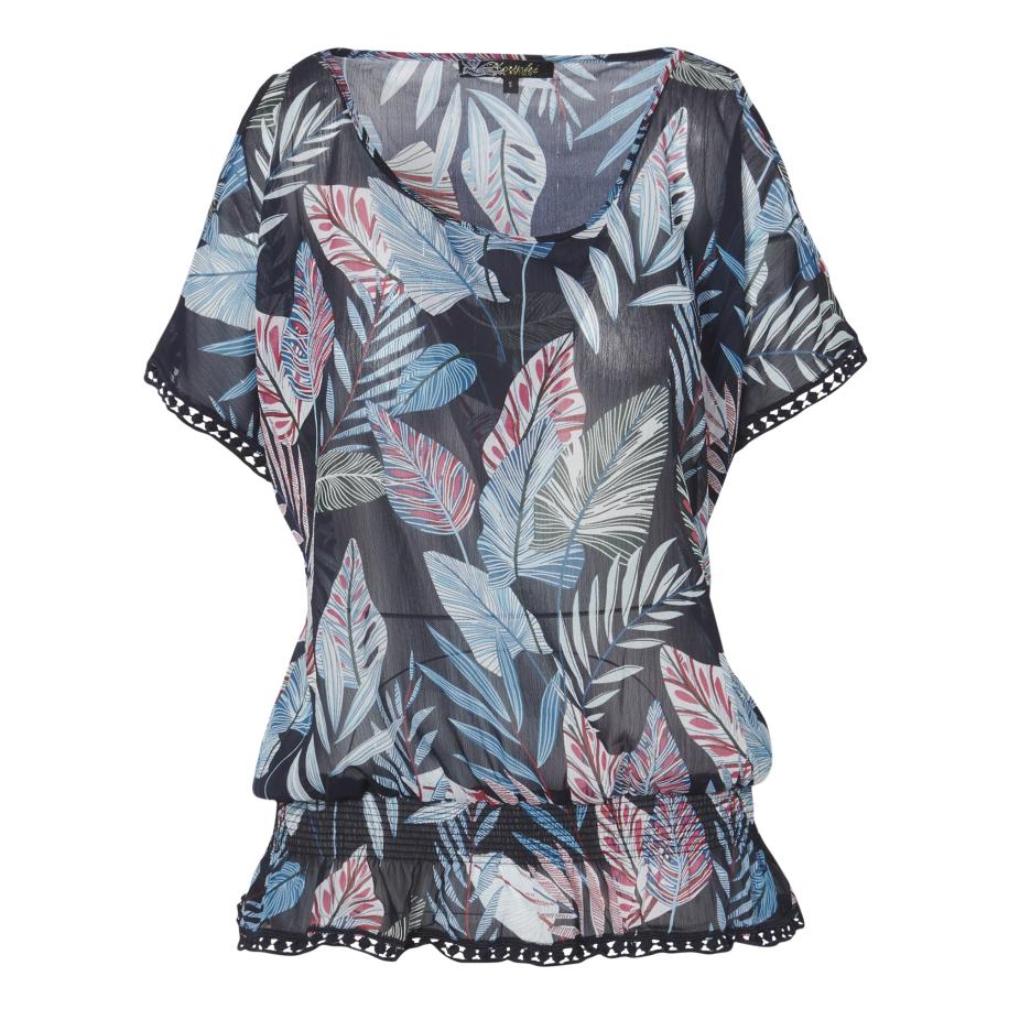 KOROSHI KOROSHI Blouse navy / duifblauw / donkerroze -