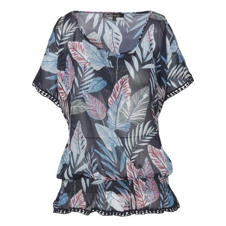 KOROSHI KOROSHI Blouse navy / duifblauw / donkerroze