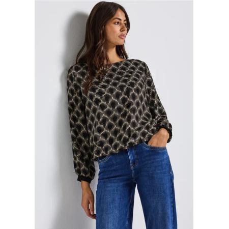 Street One Bedrukte blouse met elastische zoom