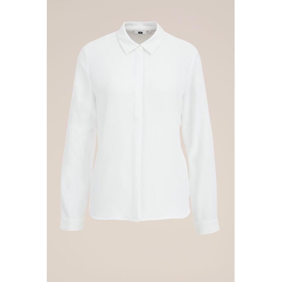 WE Fashion Dames blouse met fijne structuur - Regular fit - Wit - Maat: XS Wit