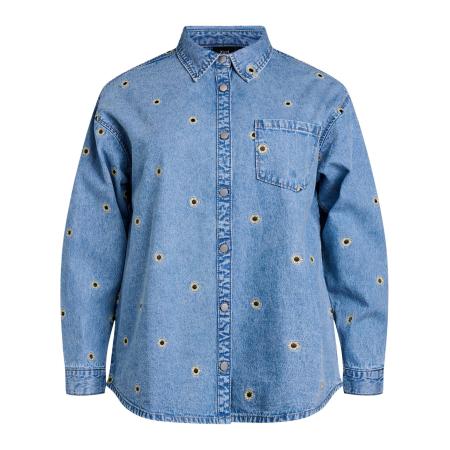 Zizzi Zizzi Blouse Jeva blauw denim / geel / zwart