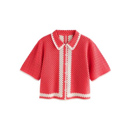 Next Next Gebreid vest lichtrood / wit