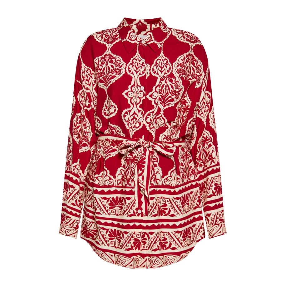 Usha Usha Blouse donkerrood / wit -