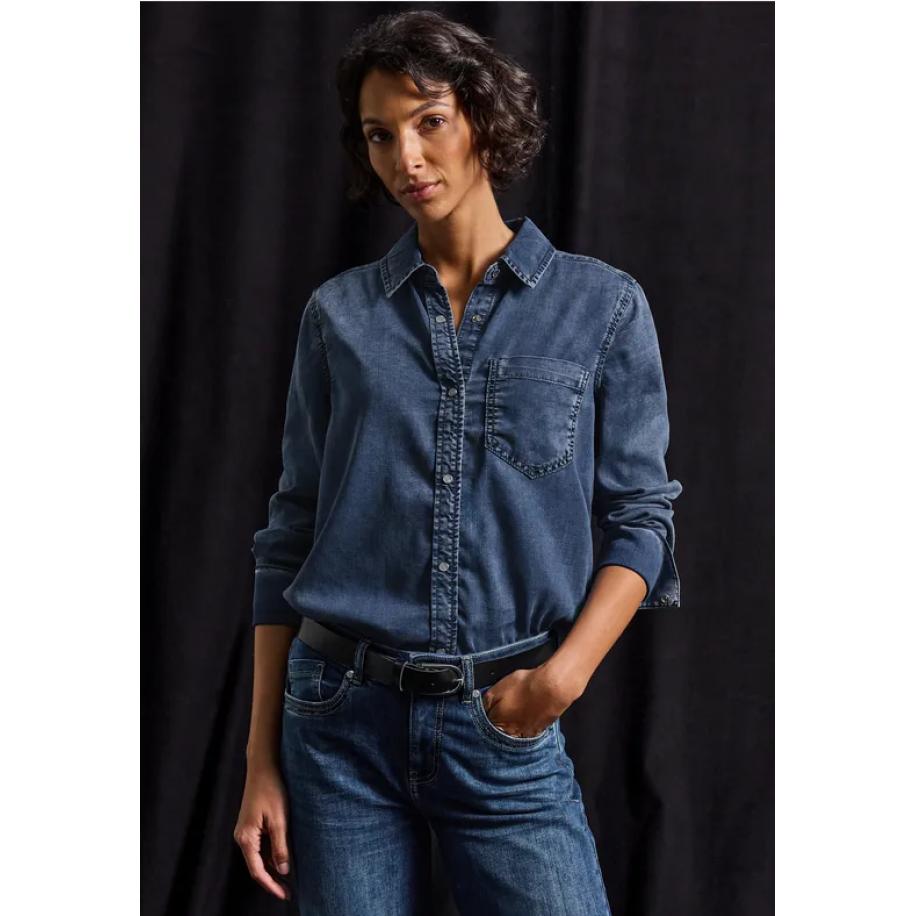 Street One Denim blouse Blauw