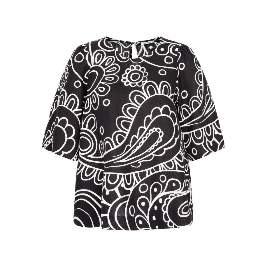 SEIDENSTICKER Blouse Schwarze Rose zwart / wit Zwart