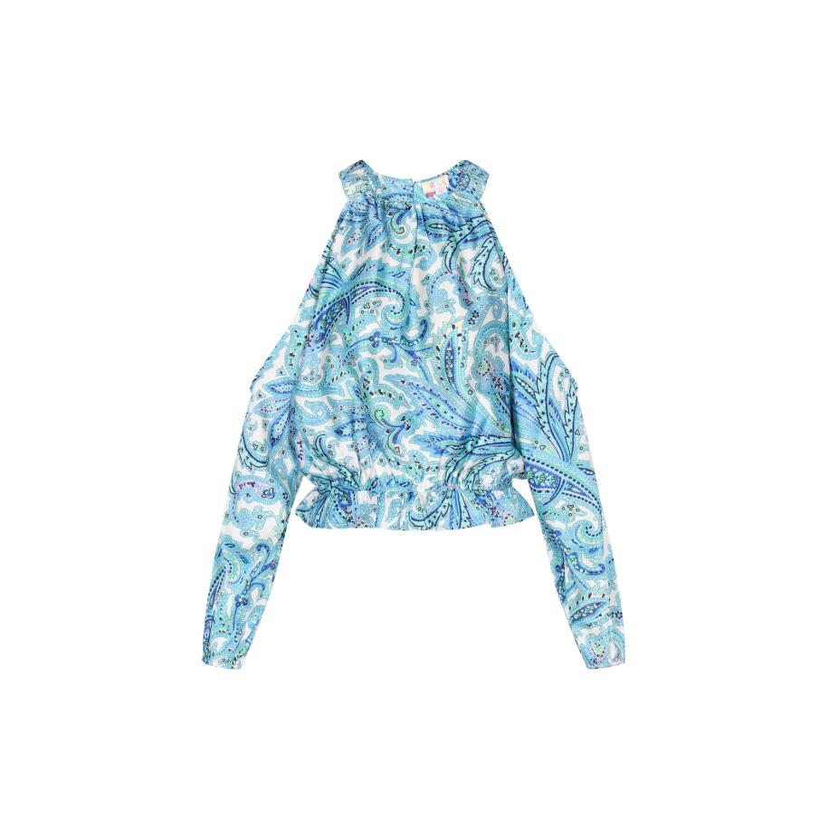 ebeeza ebeeza Blouse Spring Summer blauw / azuur / mintgroen / wit -