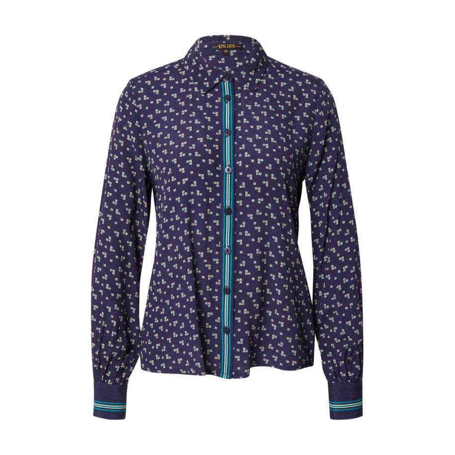King Louie King Louie Blouse Winona beige / blauw / nachtblauw -