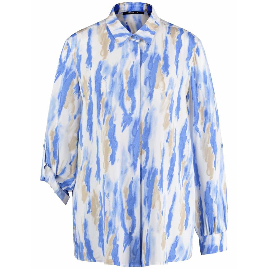 Taifun TAIFUN Blouse beige / blauw / wit -