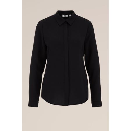 WE Fashion Dames blouse met fijne structuur - Regular fit - Zwart - Maat: XS