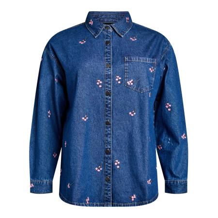 Zizzi Zizzi Blouse Jeva blauw denim / pink