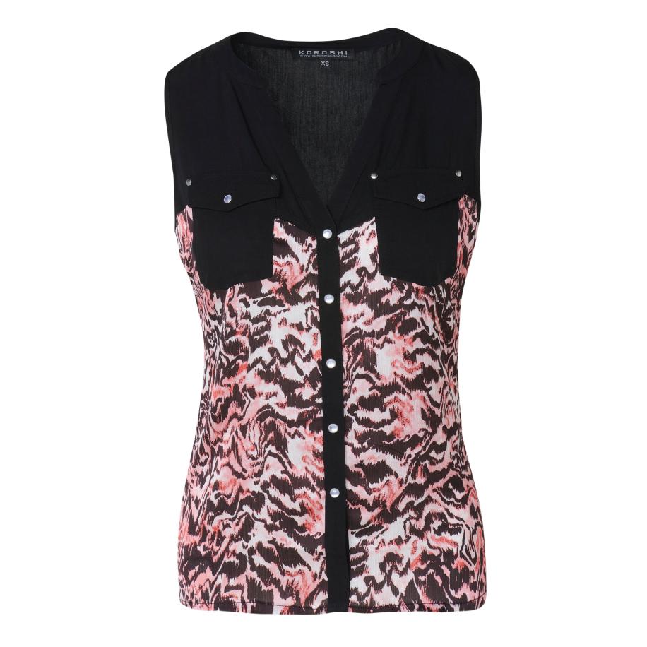 KOROSHI KOROSHI Blouse rosa / rosé / oudroze / zwart -