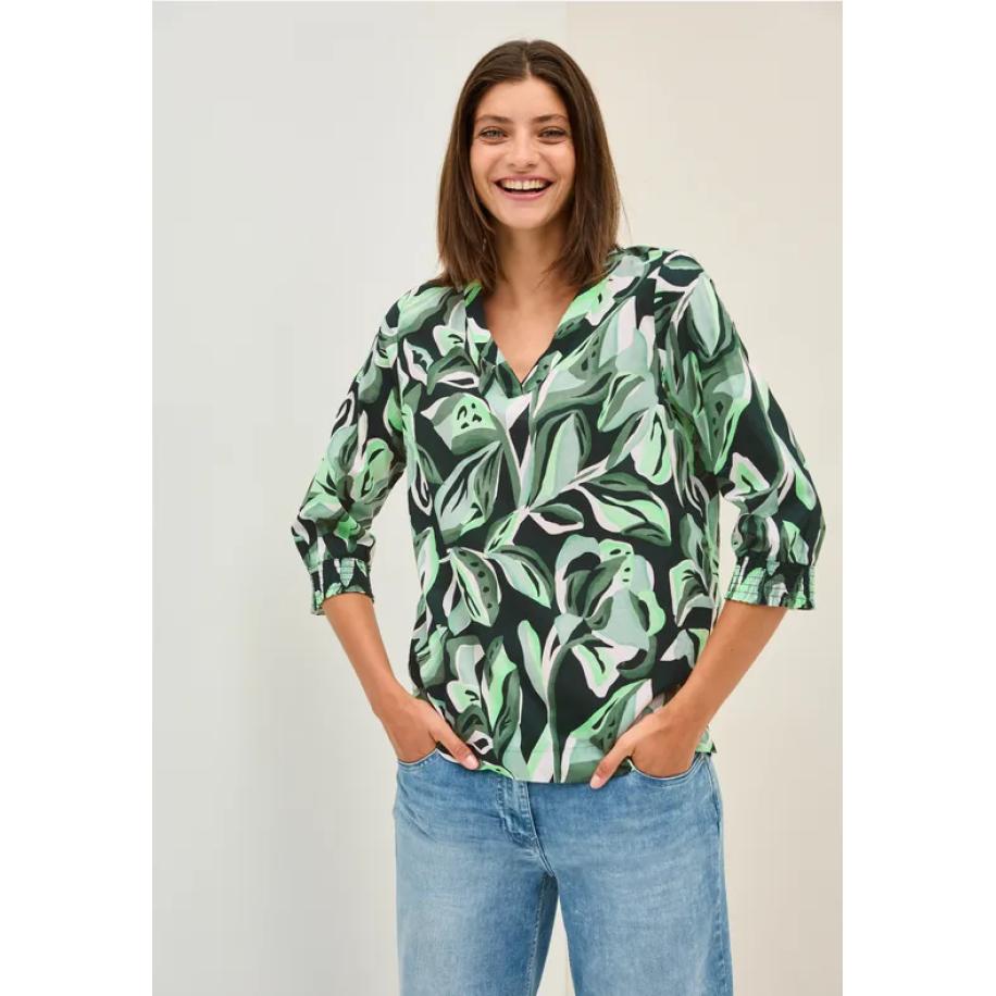 CECIL Katoenen blouse met patroon Groen