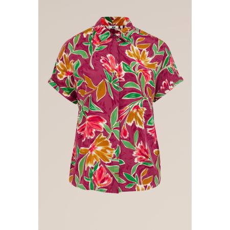 WE Fashion Dames blouse met dessin - Curve - Regular fit - Multikleur - Viscose - Plus Size Maat: 52