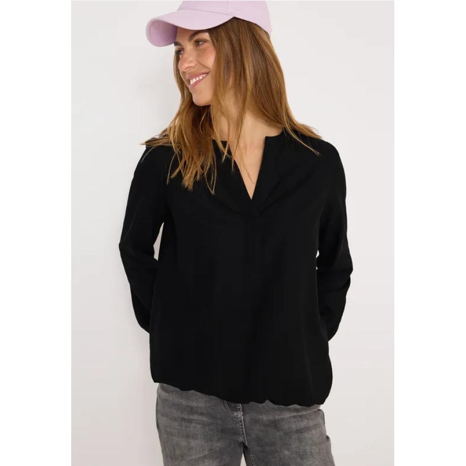 CECIL Blouse met gespleten hals Zwart