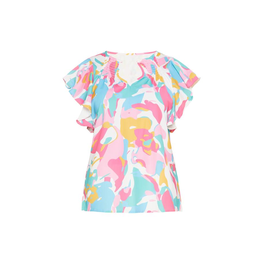 FELIPA FELIPA Blouse Fashion Look lichtblauw / goudgeel / mintgroen / rosa -