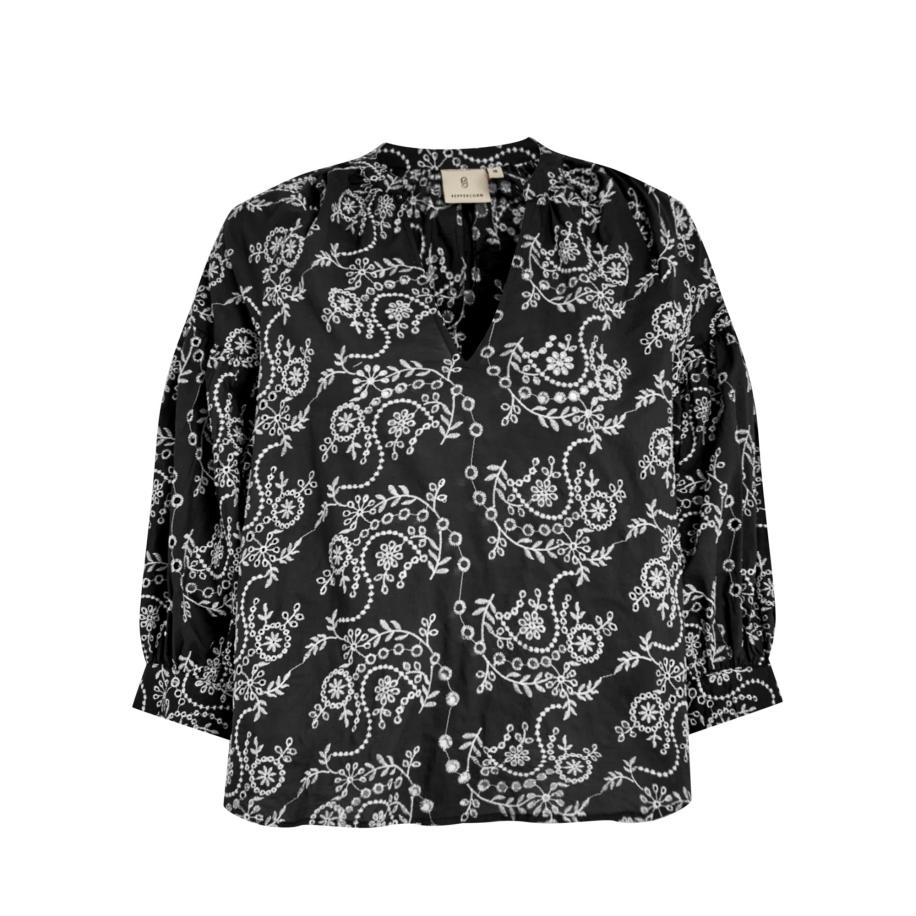 Peppercorn Blouse Tiffany zwart / wit Zwart