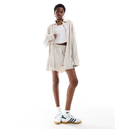 Weekday Perfect Overhemd van linnenmix in gebroken wit, deel van co-ord set