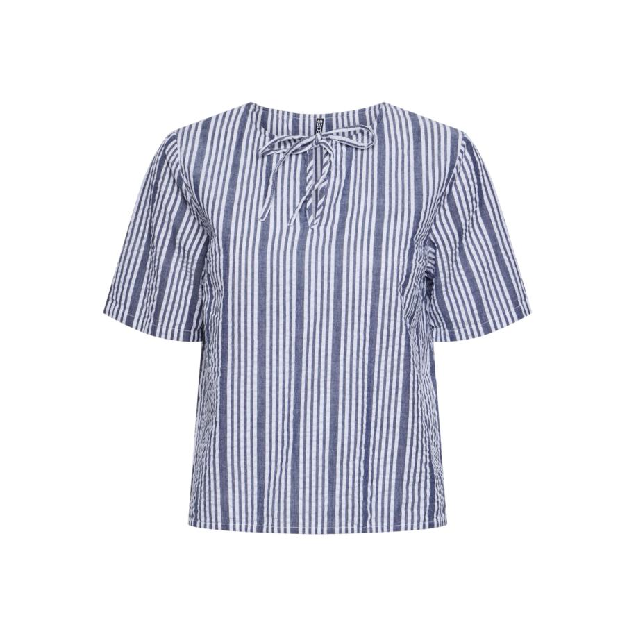 Pieces PIECES Blouse PCTessa marine / wit -