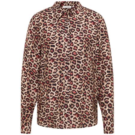 Eterna ETERNA Blouse crème / donkerbruin / zalm roze