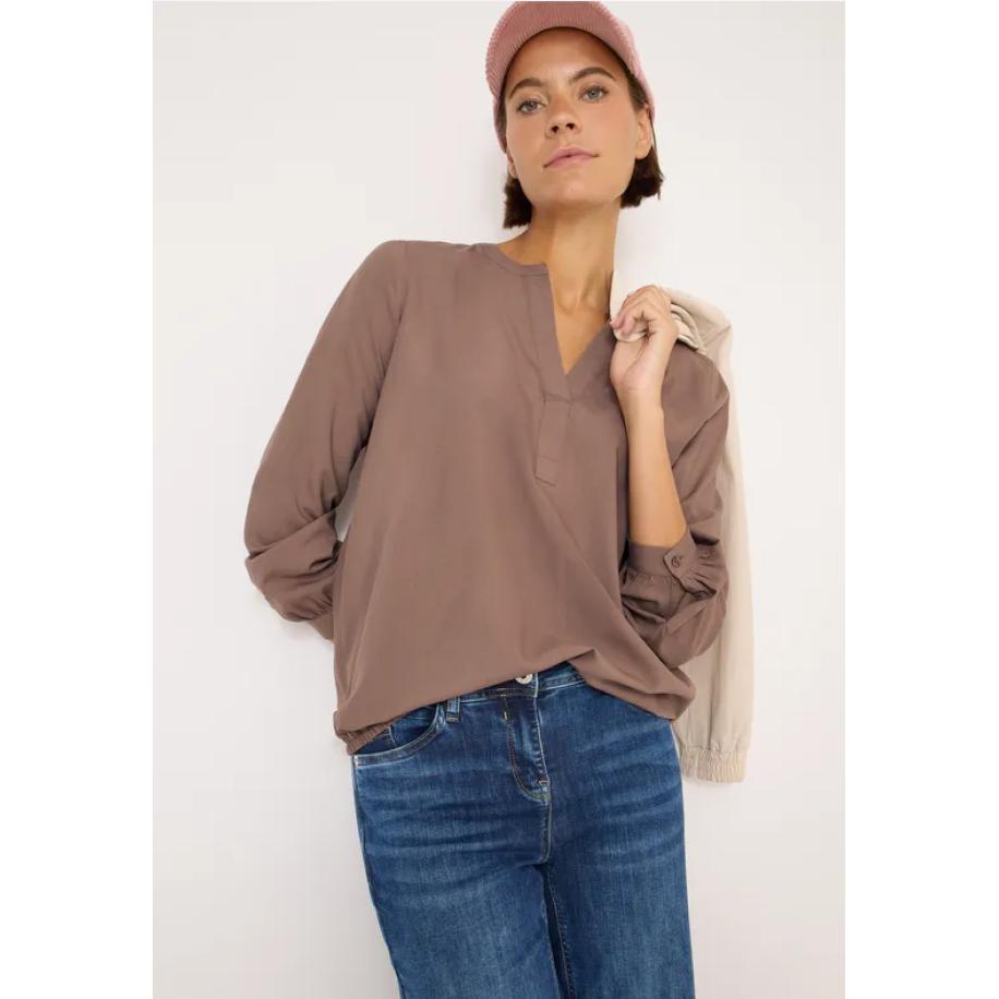 CECIL Blouse met gespleten hals Bruin