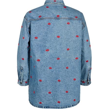 Zizzi Zizzi Blouse FLOWER lichtblauw / bloedrood