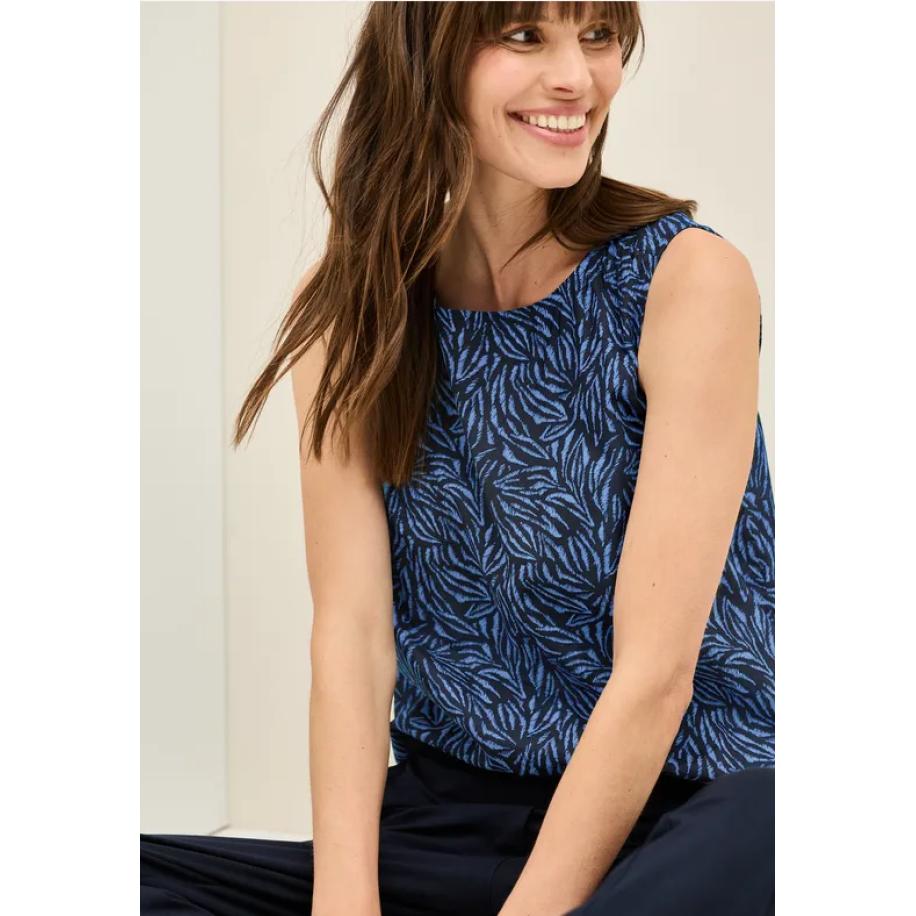 CECIL Blousetop met minimale print Blauw