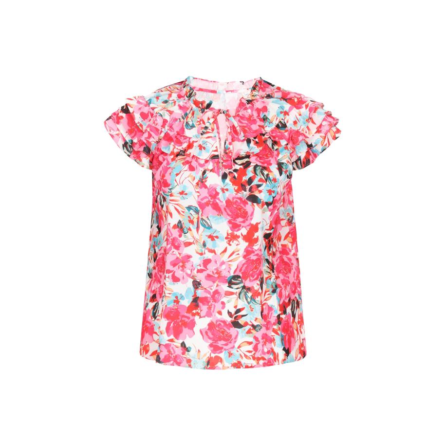 NALLY NALLY Blouse Fashion Look lichtblauw / pink / rosa / wit -