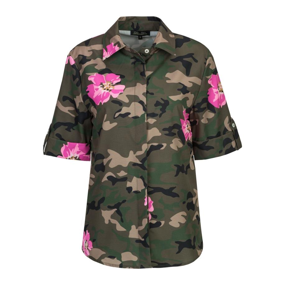 Dine'n'Dance DinenDance Blouse Yvette donkergroen / rosa / zwart -