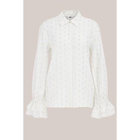 WE Fashion Dames blouse met glittergaren - Regular fit - Wit - Viscose - Maat: XS