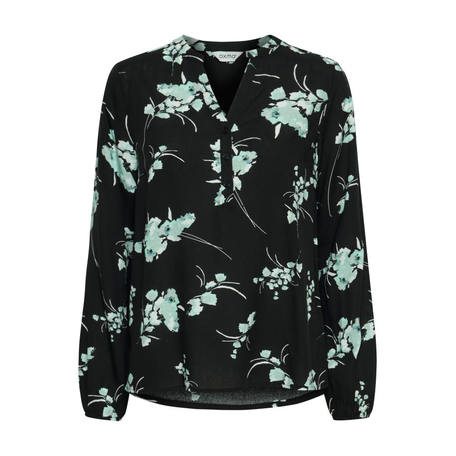 Oxmo Oxmo Blouse Elvy crème / pastelgroen / zwart -