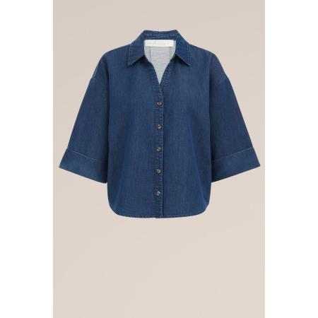Blue Ridge dames denim blouse - Boxy Fit - Donkerblauw - Katoen - Maat: S