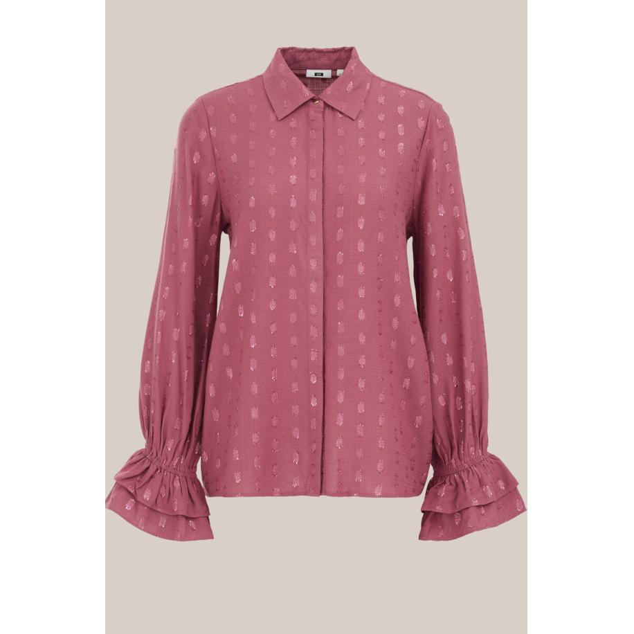 WE Fashion Dames blouse met glittergaren - Regular fit - Roze - Viscose - Maat: XS Roze