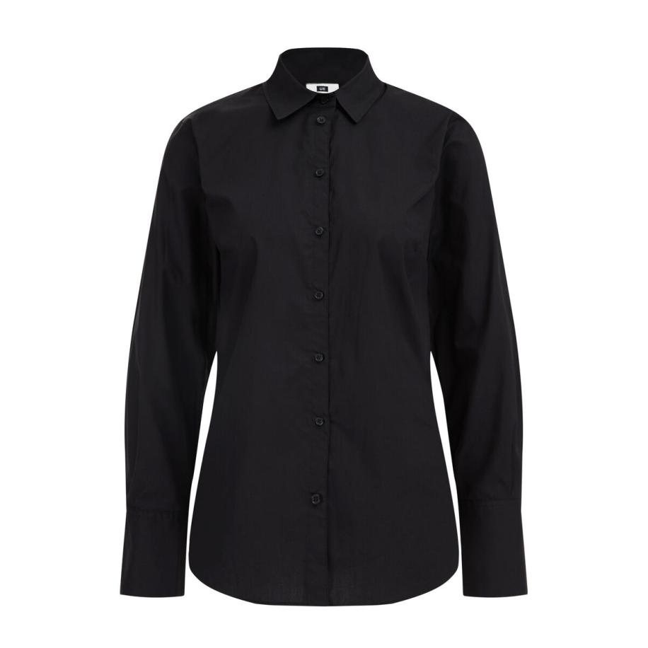 WE Fashion Dames regular fit overhemdblouse - Regular fit - Zwart - Katoen - Maat: XS Zwart