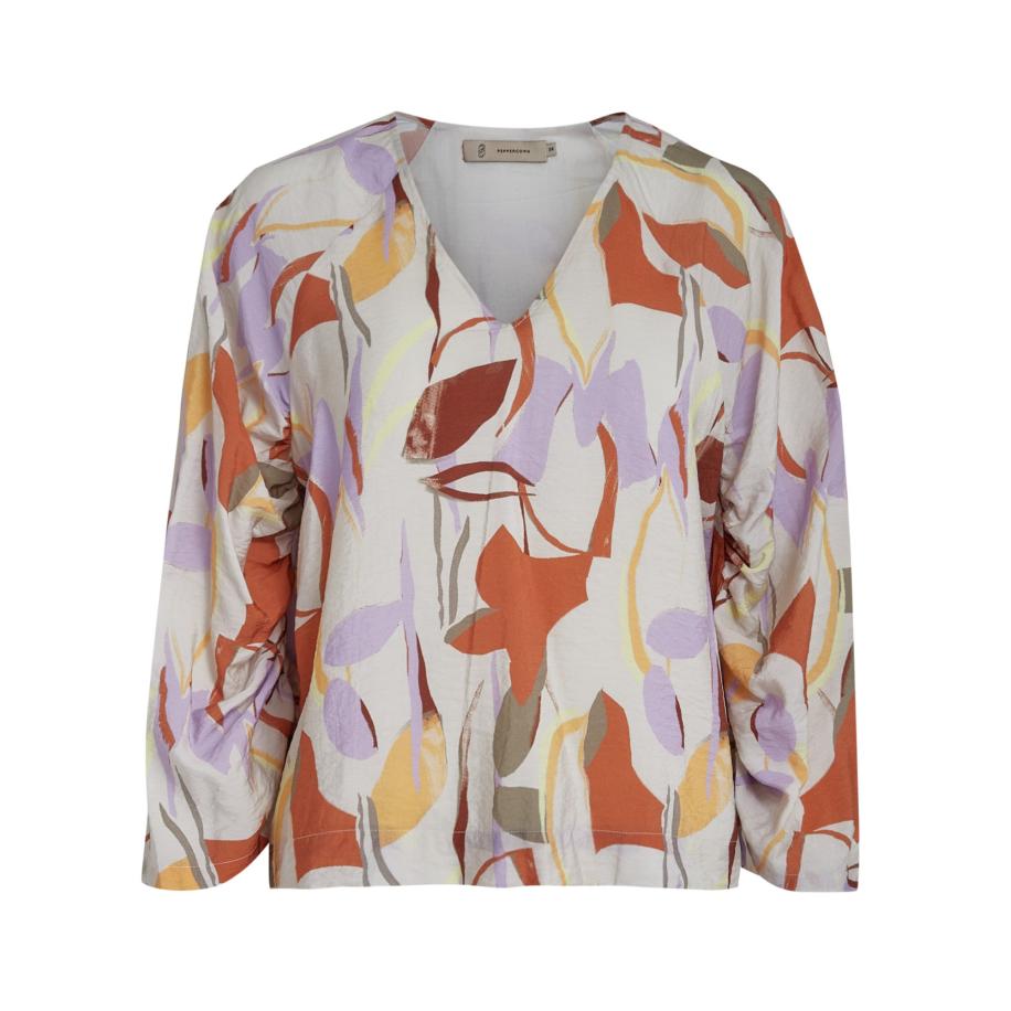 Peppercorn Peppercorn Blouse Tracy crème / olijfgroen / lila / oranje -
