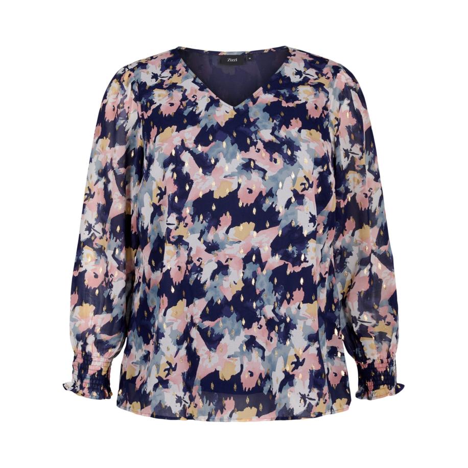 Zizzi Zizzi Blouse nachtblauw / goud / mintgroen / jade groen / oudroze -