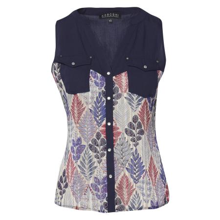 KOROSHI KOROSHI Blouse navy / grijs / violetblauw / karmijnrood