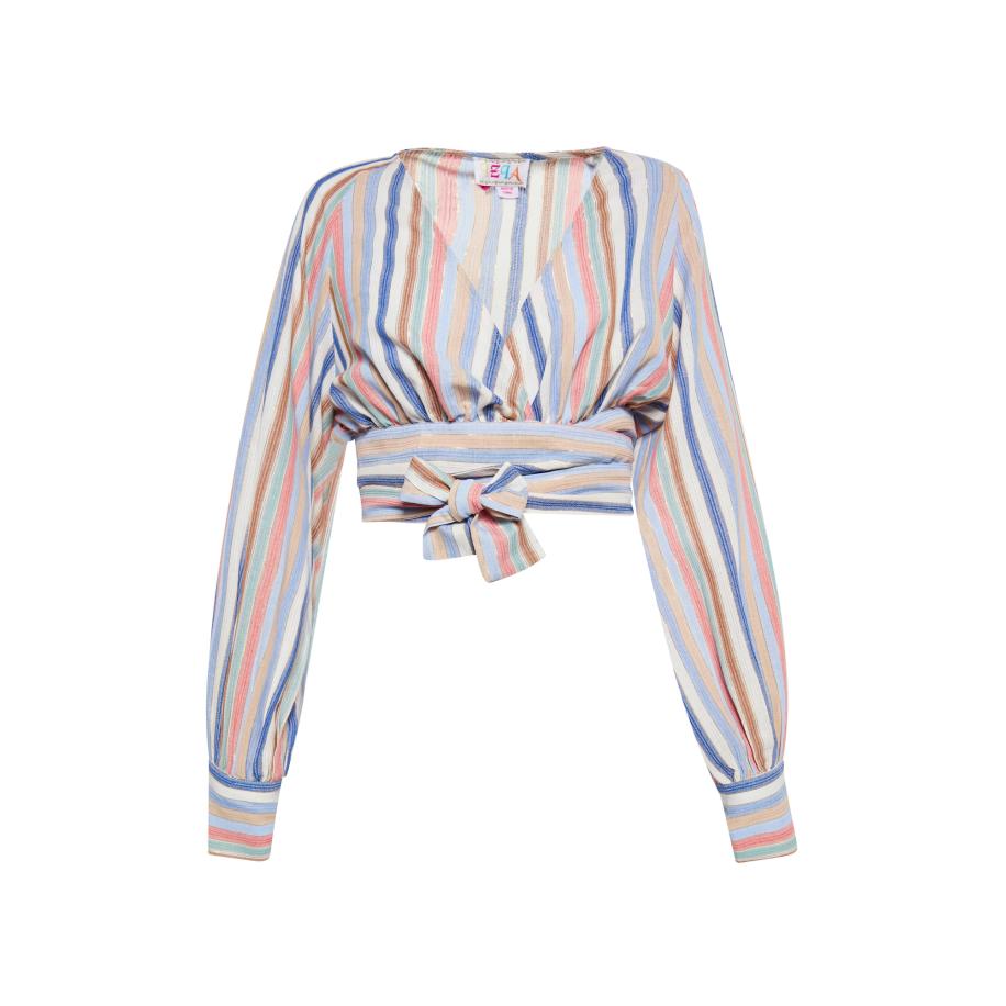 IZIA IZIA Blouse beige / kobaltblauw / mintgroen / pastelrood -