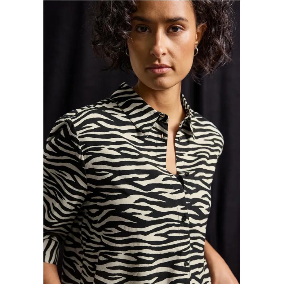 Street One Gedessineerde overhemdblouse Zwart