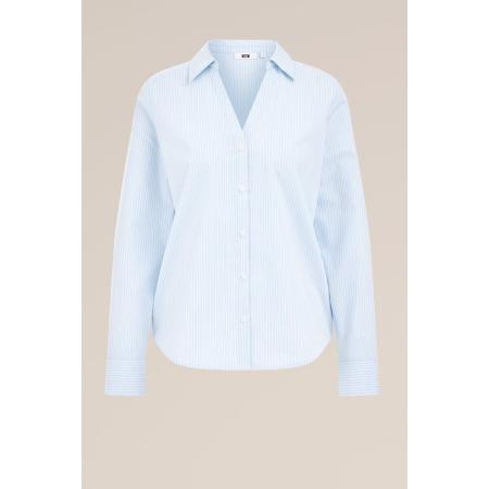 WE Fashion Dames blouse met V-hals - Regular fit - Lichtblauw - Katoen - Maat: XS