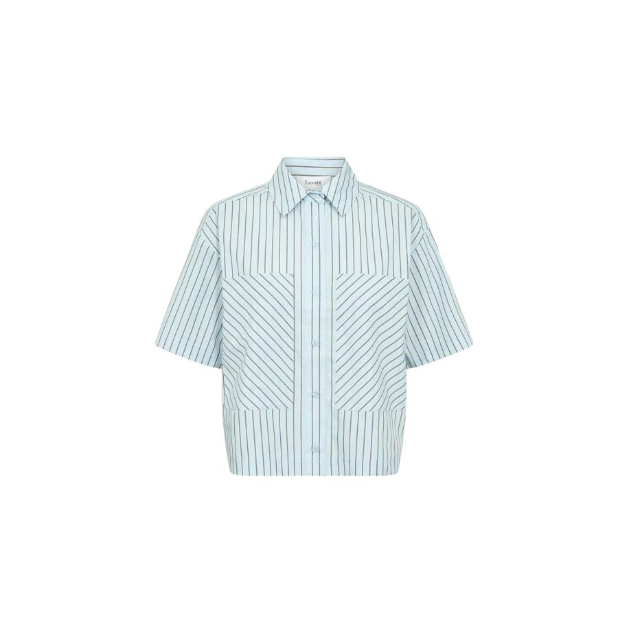 Levete Room Levete Room Blouse LAUREN lichtblauw / groen -