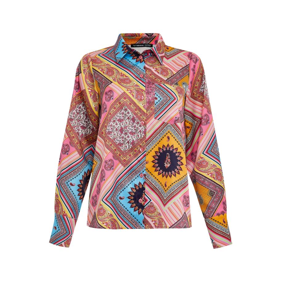 Threadbare Threadbare Blouse Sanasa turquoise / goudgeel / pink / wit -