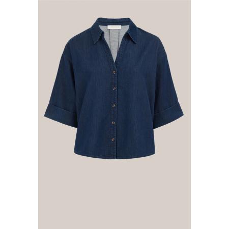 Blue Ridge dames denim blouse - Curve - Boxy Fit - Donkerblauw - Katoen - Plus Size Maat: 46