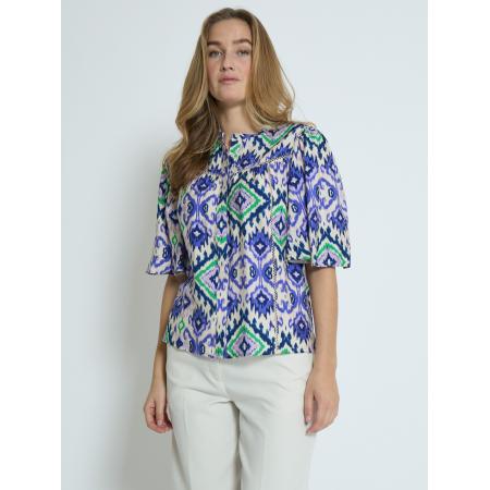 Minus minus Blouse Madima royal blue/koningsblauw / lichtgroen / pastellila / natuurwit