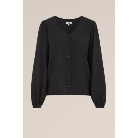 WE Fashion Dames blouse met V-hals - Regular fit - Zwart - Maat: XS