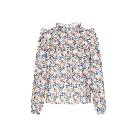 Sidona Blouse navy / lichtblauw / abrikoos / koraal